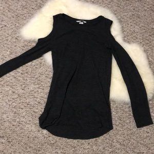 H&M charcoal grey cold shoulder top